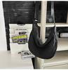 Bolso Satchel Grande Plisado de Nicho para Hombre y Mujer Estilo Lazy Casual para Viajero Urbano Bandolera Moda Bolso de Hombro Negro