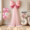 Decoración de columna de globos de malla con lazo para la celebración del cumpleaños de una niña de 2 años, ambientación para la ceremonia del primer cumpleaños, accesorio para fotos