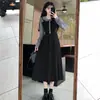 Look de dos piezas otoño e invierno Vestido con cuello POLO para mujer de talla grande, disimula el vientre y estiliza, moderno vestido de talla grande de cintura alta para la hora del té con colores contrastantes