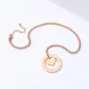 Amor Transfronteiriço Colar Brilhante Combinação de Círculos Pingente de Coração de Pêssego Aço Inoxidável Presente Gravação Acessórios de Joias Corrente