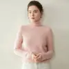 Suéter de Cashmere com Gola Alta Dobrada Empilhada para Mulheres no Outono e Inverno, Suéter Pulôver Simples e Versátil com Elegante Top de Tricô como Base