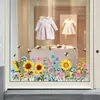 Brup Spring Girasol Arbusto Pegatina para Ventana Sin Pegamento Estática Estilo Pastoral Girasol Flor Silvestre Pegatina Zn-Jd2091E