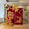 Set de decoración para habitación de bodas estilo chino, incluyendo fondo de tablero KT, decoraciones de boda para la sala de estar y el dormitorio, área para fotos con bata de mañana y letrero de bienvenida para la boda