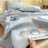 Conjunto de Três Peças de Mat de Gelo de Seda Floral para Verão, Mat de Gelo de Seda Macio Espesso para Crianças, Lavável à Máquina, Mat Macio para Ar Condicionado