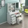 Penteadeira Transfronteiriça com Fechadura, Pequena Mesa de Maquiagem com Armário Integrado, Penteadeira Simples com Espelho Deslizante, Gabinete de Maquiagem, Mais Vendido