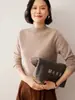 Suéter base liso de cashmere, gola alta, soltinho e afina a silhueta, espessado para outono e inverno, tricô feminino de manga longa com ombro normal