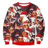 Sudadera Navideña Transfronteriza Nueva Fábrica de Impresión 3D Cuello Redondo Patrón de Cachorro Navideño Vestido de Pareja para Mujeres Hombres