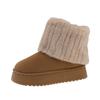 Botas de Nieve hasta la Mitad de la Pantorrilla para Mujer en Invierno, Forradas de Felpa y Engrosadas, Nuevo Estilo 2025, Botas de Algodón con Piel de Moda, Zapatos de Algodón Cómodos de Suela Gruesa
