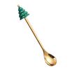 Cuchara de Acero Inoxidable Navideña Transfronteriza, Linda Cuchara de Postre de Dibujos Animados de Silicona, Cuchara para Remover Café, Juego de Regalo de Cuchara Tenedor Caja