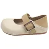 Sapatos Mary Jane Femininos com Aumento de Altura Oculto, Boca Rasa, Verão Nicho Doce Linho Retro Loafers Franceses