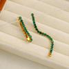 Lujo Ligero Elegante Acero Inoxidable Cadena de Garra Hebilla Larga para la Oreja Chapado en Oro de 18K Sentido Premium Color Circonita Aretes Aretes Venta al por Mayor