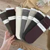 Meias Acolchoadas Caneladas de Cor Sólida para Mulheres, Meias de Cano Médio Multicores, Amigáveis à Pele, Respiráveis, Estilo Retro, Simples, Básico, Meias Versáteis