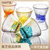 Juego de Tazas Pequeñas de Té de Vidrio Hecho a Mano Pura Japonesa Patrón Martillado Colorido Taza de Un Sorbo Taza de Sake Taza de Vino de Fruta Vidrio Brillante
