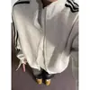 Sudadera con capucha de bloques de color a rayas tricolores estilo americano transfronteriza, chaqueta cárdigan unisex de moda estilo universitario, chaqueta versátil con cuello alto