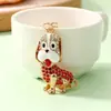 Llavero con Forma de Cachorro de Dibujos Animados Decoración de Pedrería Multicolor Decoración de Bolso Colgante para Llavero de Coche Regalo Exquisito