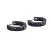 Aretes de aro negros con circonita clásica europea y americana, estilo callejero simple para uso diario, aretes de hip-hop para hombres y mujeres, accesorio negro ultra genial y moderno