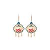 Libro Rojo recomienda Aretes de Jade Imitación Chapados en Oro Método Antiguo Flor de Peonía Abierto Ruyi Candado Ping An Aretes Antiguos con Borla