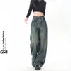 Jeans Anchos de Estilo Americano Retro Nostálgico para Mujer, Holgados, Adelgazantes, de Cintura Alta, Nuevos Pantalones Rectos para Primavera y Otoño 2025
