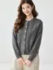 Cardigan Macio e Versátil 2026 Outono/Inverno Novo Gola Redonda Cardigan de Cashmere Suéter Feminino Malha Macia e Confortável Peça de Roupa Externa Top