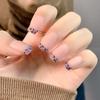 Amor blush flor vestir armadura Yiwu nail art ins vento curto unhas postiças diamante terminado unha atacado