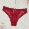 Ropa interior de encaje transfronteriza para mujer Multicolor Lazo Hueco Perspectiva Media cadera Botón de amor Ropa interior europea y americana para mujer Cintura baja