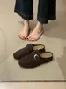 Zapatos retro semiabiertos para mujer, nuevo lanzamiento otoño 2026, punta redonda, suela gruesa, zapatos sin cordones, a la moda, versátiles, zapatos casuales de un solo color, modernos