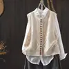 Novo Estilo Outono 2026 Colete Feminino de Tricô de Algodão com Botões Coloridos, Design Vazado em Forma de Diamante, Caimento Solto, Versátil, Sem Mangas, Abertura Frontal MHT