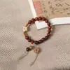 Pulsera de Sándalo Verde, Nueva Pulsera de Cuentas de Buda de Sándalo Verde Estilo Chino, Pulsera de Flor de Durazno, Pulsera Artesanal de Madera, Pulsera de Estilo Étnico