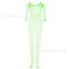 Lingerie Erótica Estilo Europeu e Americano Roupa de Renda de Manga Longa Uniforme Decotado Tentação Body Meia-Calça de Malha Grande W254