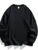 Sudadera de manga larga con cuello redondo para hombre, corte holgado, color liso, top deportivo casual para primavera y otoño, sin capucha