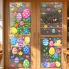 Huevos de Pascua de Flores Frescas Adornos de Huevo de Colores Tienda de Decoración con Atmósfera Fresca Pegatinas Estáticas para Puertas de Vidrio Ventanas Flores