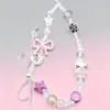 Cadena Minimalista para Teléfono con Perlas y Lazo, Correa de Muñeca, Cadena de Mano, Portacámaras y Llavero para Mujer