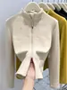 Camiseta Térmica de Manga Larga con Cuello Medio Alto y Doble Cremallera para Mujer, Cálida y Adecuada como Prenda Exterior, Corte Ajustado, Top Trendy para Capa Base