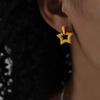 Pendientes de estrella de cinco puntas con textura cóncava-convexa creativa de nicho retro europeo y americano, pendientes de hada de hip-hop de acero de titanio para mujer transfronterizos