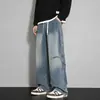 Cuchillo curvo americano jeans de mezclilla para hombre otoño e invierno 2026 nuevos pantalones retro holgados de pierna recta de pierna ancha pantalones casuales para hombre