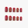 Arte de unha com folha de bordo em relevo e hot stamping cor vinho transfronteiriça unhas vestíveis clareamento da pele de alta qualidade unhas postiças atacado de unhas para arte de unha