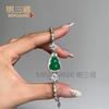 Calcedonia Natural Hielo Alto Chapado en Plata Pulsera Diamante Completo Ágata Polvo Jade Verde Imperial Joyería para Mujer Blanco