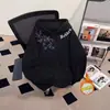 Sudadera con capucha floral estilo chino para hombre y mujer, nueva de otoño e invierno, corte holgado, estilo callejero, forrada de forro polar, sudadera para parejas