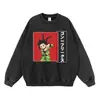 Sudadera con Capucha de Moda Estampada Sudadera con Capucha Vintage Lavada Anime Japonés Oversize Streetwear Sudadera de Cuello Redondo