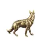 Cão lobo grande de latão puro, cão pastor chinês, item decorativo vintage, animal de estimação de chá para mesa, ornamento artesanal