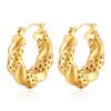 Brincos de aço inoxidável transfronteiriços europeus e americanos, moda retrô, brincos femininos de aço titânio de ouro 18K, brincos exagerados distintos