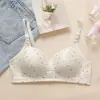 Sutiã Push-Up Sem Fio para Meninas com Seios Pequenos, Estilo Fino Respirável com Bojos Fixos, Adequado para Período de Desenvolvimento