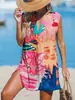 Vestido caliente transfronterizo impresión digital 3D cuello en V Zhongqun bajo pedido estilo europeo y americano falda de playa para mujer