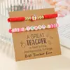 Presente de Dia do Professor Transfronteiriço Pulseira de Argila Macia Maçã Vermelha com Letras Coloridas em Inglês, Estilo Fresco e Simples para a Temporada de Volta às Aulas