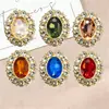 Acessório de cabelo de cristal espelhado com diamantes completos oval de liga DIY para roupas, sapatos, bolsas, fivela de diamante de placa floral, materiais para acessórios de cabelo feitos à mão