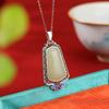Yuebao Jewelry S925 Prata Esterlina Sul Vermelho Hetian Jade Estilo Nacional Vintage Azul Queimado Mil Milhas Rio e Figura de Montanha Não importa a Marca Pingente de Prata