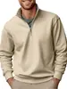 Blusas Masculinas Transfronteiriças Outono e Inverno Moda Casual Moletons Cor Sólida Versátil Gola Alta Tops com Zíper