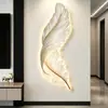 Pintura Decorativa de Pena para Hall de Entrada, Sensação de Luxo Leve de Alta Qualidade, Arte de Parede de Fundo para Sala de Estar, Pintura de Parede Vertical