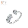 Anel Aberto de Prata Esterlina 925 Design Gota de Água com Diamante Estilo Francês de Luxo Leve para Mulheres, Anel de Alta Qualidade Versátil Super Brilhante da Moda