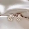 Brincos de Prata 925 Esterlina Esmaltados com Pérola e Flor de Zircônia para Mulheres, Novo Modelo Popular, Brincos Clássicos de Luxo de Alta Qualidade